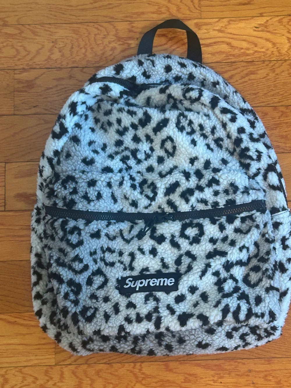 Supreme Black & White Leopard Print Backpack